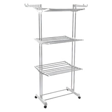 3-Tier Foldable Stainless Steel Cloth Drying Stand with Wheels