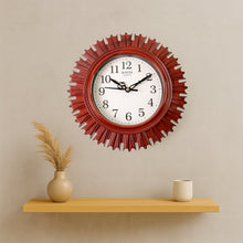 Wooden Look Round Wall Clock - Battery Operated, Easy-to-Read, Plastic Design for Home/Office